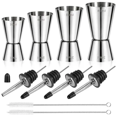 Produktbild von Cocktail Messbecher, 4 Stück Edelstahl Doppelmaß Jigger