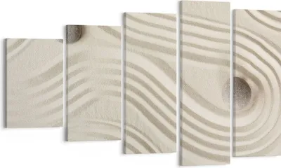 Produktbild von Bild auf Leinwand - Leinwandbild - 5 Teile - Steine Figuren Sand - 100x60cm - Wand Bild - Wanddeko - Wandbilder - Leinwanddruck - Bilder - Wanddekoration - Leinwand bilder - Wandbild - EG100x60-5127