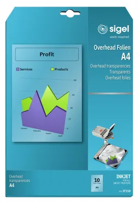 Produktbild von SIGEL IF110 InkJet Overhead-Folien, transparent, 100 µm, A4, 10 Blatt