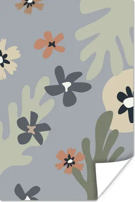 Produktbild von MuchoWow® Poster Pastell - Blumen - Blau 60x90 cm - Wanddekoration