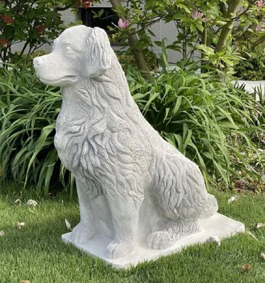 Produktbild von Casa Padrino Garten Deko Skulptur Labrador Hund Grau 67 x 36 x H. 84 cm - Elegante Garten Deko Stein Figur - Dekorative Tierfigur - Garten Deko Accessoires