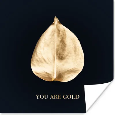 Produktbild von MuchoWow® Poster Blatt - Gold - Zitate 50x50 cm - Wohnzimmerdekoration