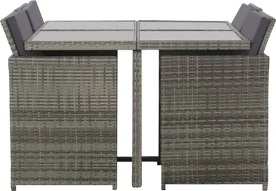 Immagine prodotto di vidaXL set da pranzo da giardino 5 pezzi con cuscini in poly rattan grigio