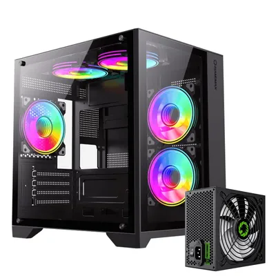 Produktbild von GAMEMAX Gaming-Gehäuse Infinity Mini BK Midi-Tower schwarz 1x USB 3.0 + 2x USB 2.0, Audio + GP-750 Netzteil 750W 80+ Bronze