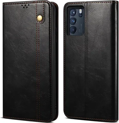 Produktbild von OPPO Reno6 4G Hülle, Leder Flip Brieftasche Schutzhülle für OPPO Reno6 4G Schwarz