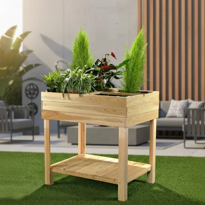 Produktbild von Melko Hochbeet Pflanztisch 4 Fächer Blumen Pflanzkasten Kräuterbeet Treibhaus