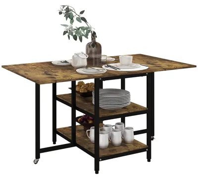 Produktbild von HOMCOM Esstisch, Klappbarer Küchentisch mit Rollen, Klapptisch für 2-6 Personen