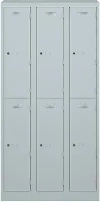 Produktbild von BISLEY Spind lichtgrau PL3050T2645, 6 Schließfächer 90,0 x 50,0 x 180,0 cm