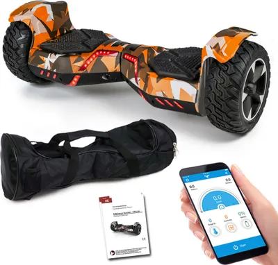Produktbild von SUV Hoverboard 8,5 Zoll 800W Ares 8.5 - GPX-04 mit App Funktion, Bluetooth Lautsprecher, Kinder Sicherheitsmodus, Elektro Self Balance Board E-Scooter Hover Scooter - Orange/Camo