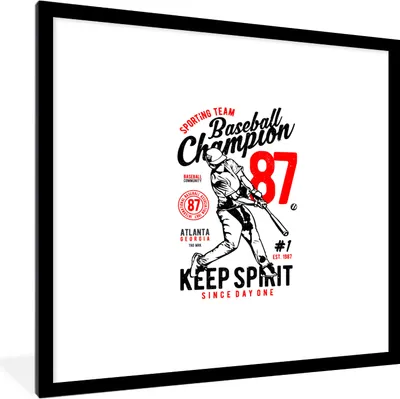 Produktbild von MuchoWow® MuchoWow® Gerahmtes Poster Baseball - Schläger - Vintage 40x40 cm - Poster mit zchwarzem Bilderrahmen - Poster - Plakat im Rahmen