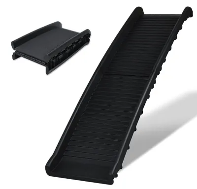 Productafbeelding van QEENTOE Hondenrampen voor auto, inklapbaar, hondenladder voor grote en kleine honden, antislip, tot 90 kg, autotrap voor honden, 156x40 cm, zwart