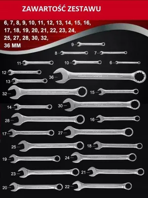 Imagen del producto de Juego de llaves combinadas y de tubo, 25 piezas (6-36 mm), en estuche