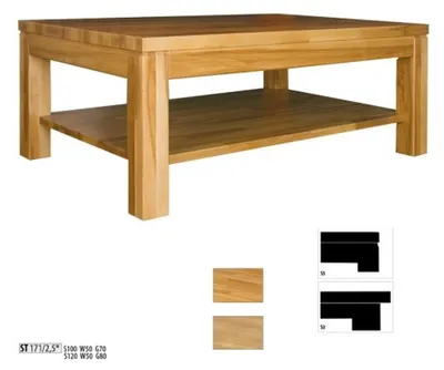 Image de Table basse en bois Table d'appoint en bois massif 120x80 Tables basses