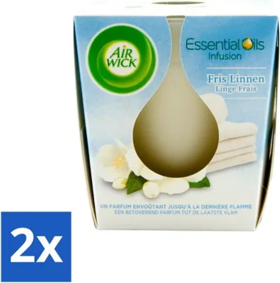 Obrázok produktu pre Air Wick – vonná sviečka – Čerstvé prádlo s éterickými olejmi – 105 g – výhodné balenie – 2 kusy