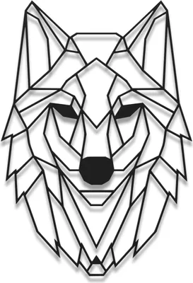 Produktbild von Wanddeko Metall Wandbild Metallbild Geometrische Wandkunst 3D Wolf 40 x 58 cm, Farbe:Wolf 3D Schwarz