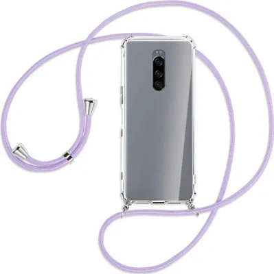 Produktbild von Handykette Backcover-Schutzhülle mit Band (Metall silberfarben) für Sony Xperia 1 - violett