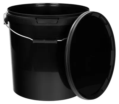 Zdjęcie produktu dla Wiadro BenBow z pokrywką 20L x1 czarne - bezpieczne dla żywności, wytrzymałe, hermetyczne, szczelne, bezzapachowe - plastikowe wiadro z uchwytem - puste
