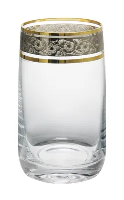 Produktbild von Longdrinks Saftgläser Wassergläser Becher Kristallglas Wasserglas 250 ml Gold Platin Bohemia Exclusive Ideal 6er Set Crystalex