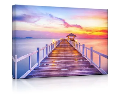 Produktbild von lightbox multicolor | Beleuchtete Wandbilder | Steg ins Meer bei Sonnenuntergang | 80x60 cm | fully lighted