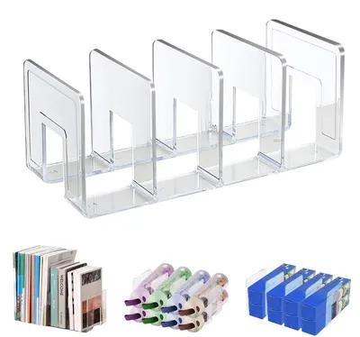 Productafbeelding van Tijdschriftenhouder van acryl - 4 vakken - Organizer voor kantoor en kast - Transparant