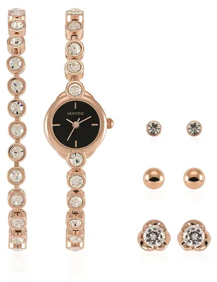 Produktbild von Montine Damen-Set – Uhr, Kette und 3 Paar Ohrringe