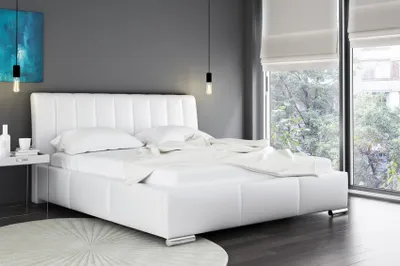 Produktbild von Polsterbett Bett Doppelbett MARLON Kunstleder Weiss 160x200cm