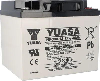 Zdjęcie produktu dla Akumulator kwasowo-ołowiowy Yuasa NPC38-12I Pb 12V / 38Ah Odporny na cykle, gwint wewnętrzny M5