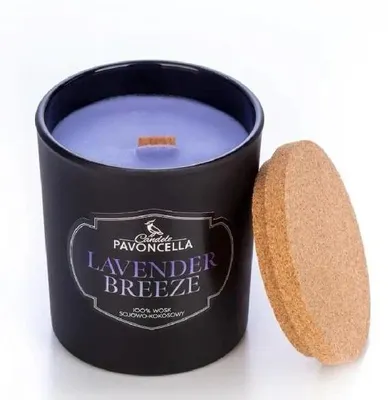Immagine prodotto di Candela alla soia Lavender Breeze nera 135 g - Pavoncella