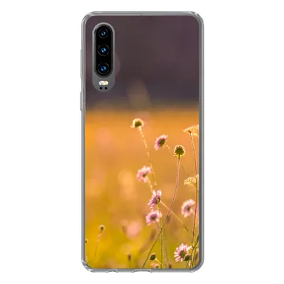 Produktbild von MuchoWow® Handyhülle Schutzhülle Hülle für Huawei P30 Blumen - Hell - Rosa Silikon Softcase Handy Hülle - Kartenbesitzer