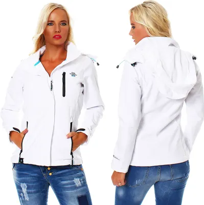 Produktbild von Geographical Norway Damen Tchika Softshell Funktions Outdoor Regen Jacke , weiss, Größe L