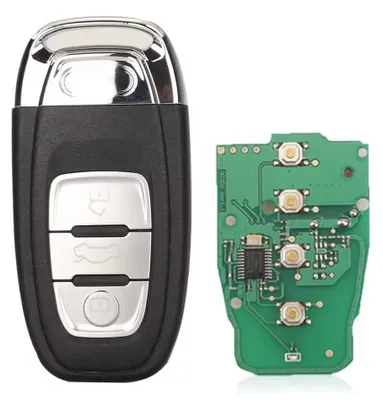 Obrázok produktu pre Kompletný a programovateľný automobilový kľúč Techstar, kompatibilný s Audi A4, A5, A6, A7, A8, Q5, S4, S5, RS4, RS5 – 433 MHz, čip 754C/754G, vysúvateľná čepeľ