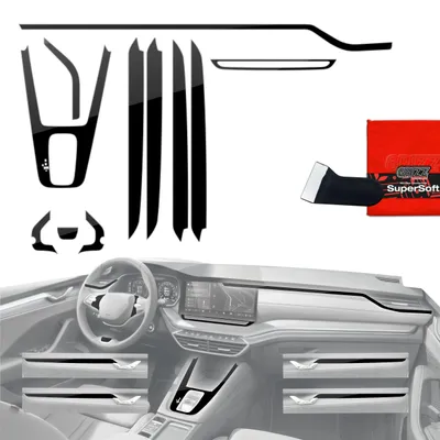 Produktbild von 11in1 Schutzfolien Grizz Protector für Mittelkonsole & Armaturenbrett - Skoda Octavia 4 13" Facelift (2024-2026) Schwarz Glanz