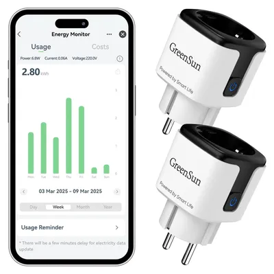 Smart WiFi-Steckdose 2,4 GHz, SmartLife, Alexa, Timer, 2 Stück