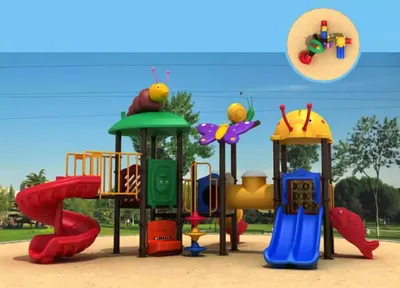 Produktbild von Outdoor Spielbereich Kinder Großer Kinderspielplatz Bunte Rutschen Spielplätze
