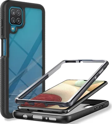 Image de Etui pour Samsung Galaxy A12 5G, protection complète du corps avec protecteur d'écran, bumper TPU transparent résistant aux chocs
