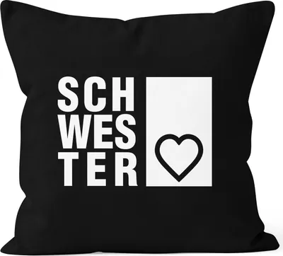 Produktbild von Kissenbezug Schwesterherz Schwester Geschenk Geburtstag 40x40 Moonworks® schwarz 40cm x 40cm