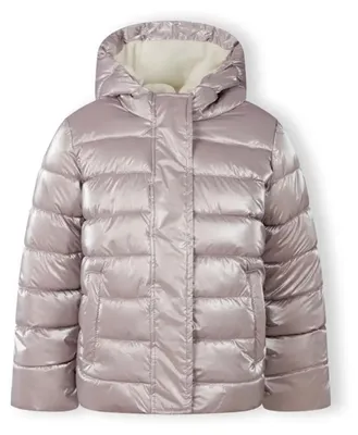 Produktbild von Minoti Steppjacke Mädchen wattiert lila mit Kapuze - warme Kinderjacke mit Reißverschluss und Druckknöpfen für Herbst Winter