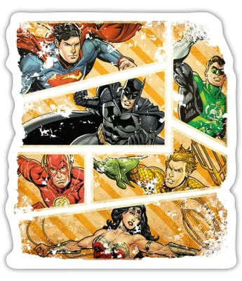Produktbild von Spreadshirt DC Comics Justice League Vintage Helden Sticker Aufkleber, 10 x 10 cm, Mattweiß
