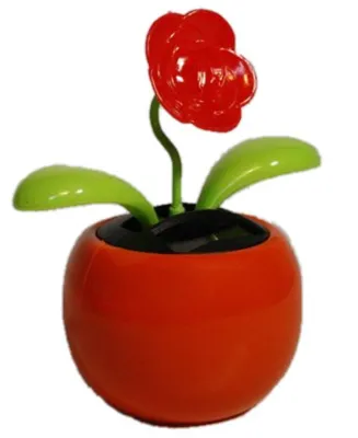 Produktbild von HAAC Solar-Wackelblume, rote Rose aus Kunststoff mit bunten Töpfen