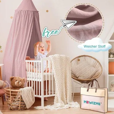 Produktbild von Famanu Himmelbett für Kinder mit Mückennetz - Rot, 270 cm