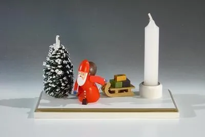 Obrázek produktu pro Svícen Otec Vánoc se sáněmi šířka 14cm NOVINKA