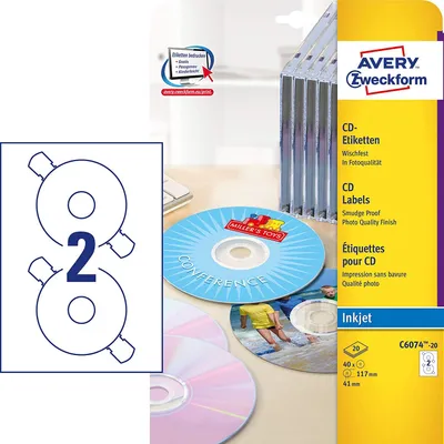 Produktbild von AVERY Zweckform CD Etiketten ClassicSize weiß glänzend 40 Etiketten