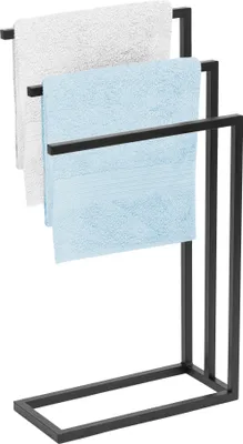 Produktbild von FRAMADO Metall Handtuchständer 3-armig - Badetuchhalter, Schwarz, 45x21x86cm