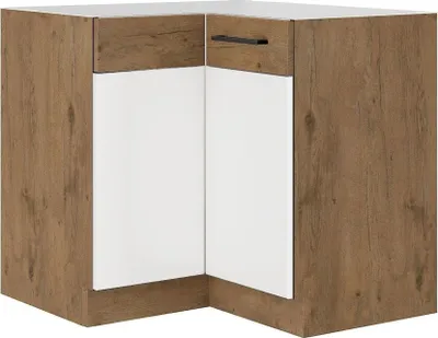 Produktbild von Vigo Eckunterschrank 90x90 Eiche Lancelot Weiß Hochglanz Küchenzeile Einbauküche