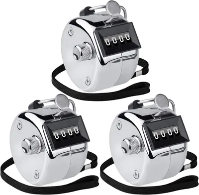 Productafbeelding van Hand Tally Teller - Digitale Clicker - Activiteiten Tellen - Volledig Metalen Behuizing - 4 Cijfers - Zilver