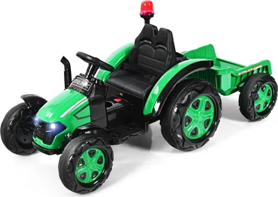 Produktbild von 12V Kinder-Elektrotraktor mit Anhänger Spielzeug-Traktor 151 x 68 x 70 cm Grün