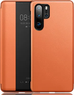 Image de Huawei P30 Pro Case, Slim Business Smart View Smart Wake up/Sleep Flip Leather Cover Protective Cover pour Huawei P30 Pro Orange