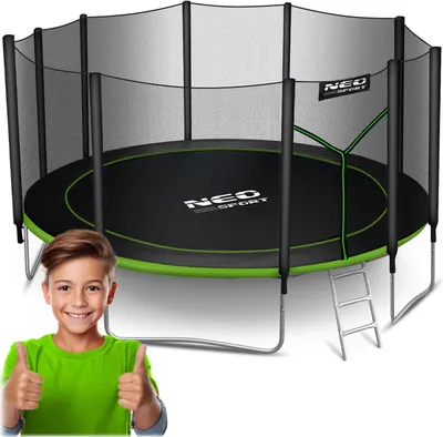 Obrázek produktu pro Zahradní trampolína 15ft/465cm s venkovní sítí a žebříkem Neo-Sport