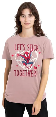 Produktbild von Spider-MAN Damen Spiderman Valentine's Day Stick Together Ladies Shirt, Pink, Ro
