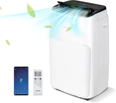 Produktbild von COSTWAY Mobile Klimaanlage 105m³ (35m²), 12000 BTU, Kühlen, Ventilieren, Entfeuchten, Klimagerät & Abluftschlauch & WiFi/APP/Fern Kontrolle